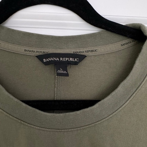 Banana Republic women’s olive green cotton tee shirt dress size large 10 12 - Picture 2 of 2